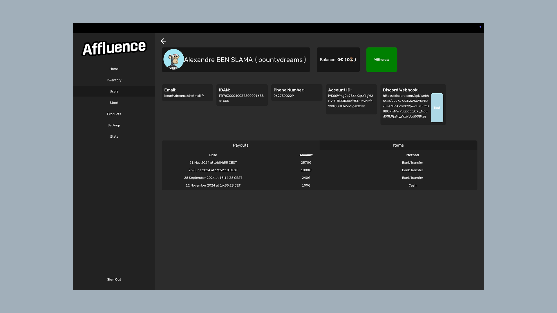 Interface avant restructuration